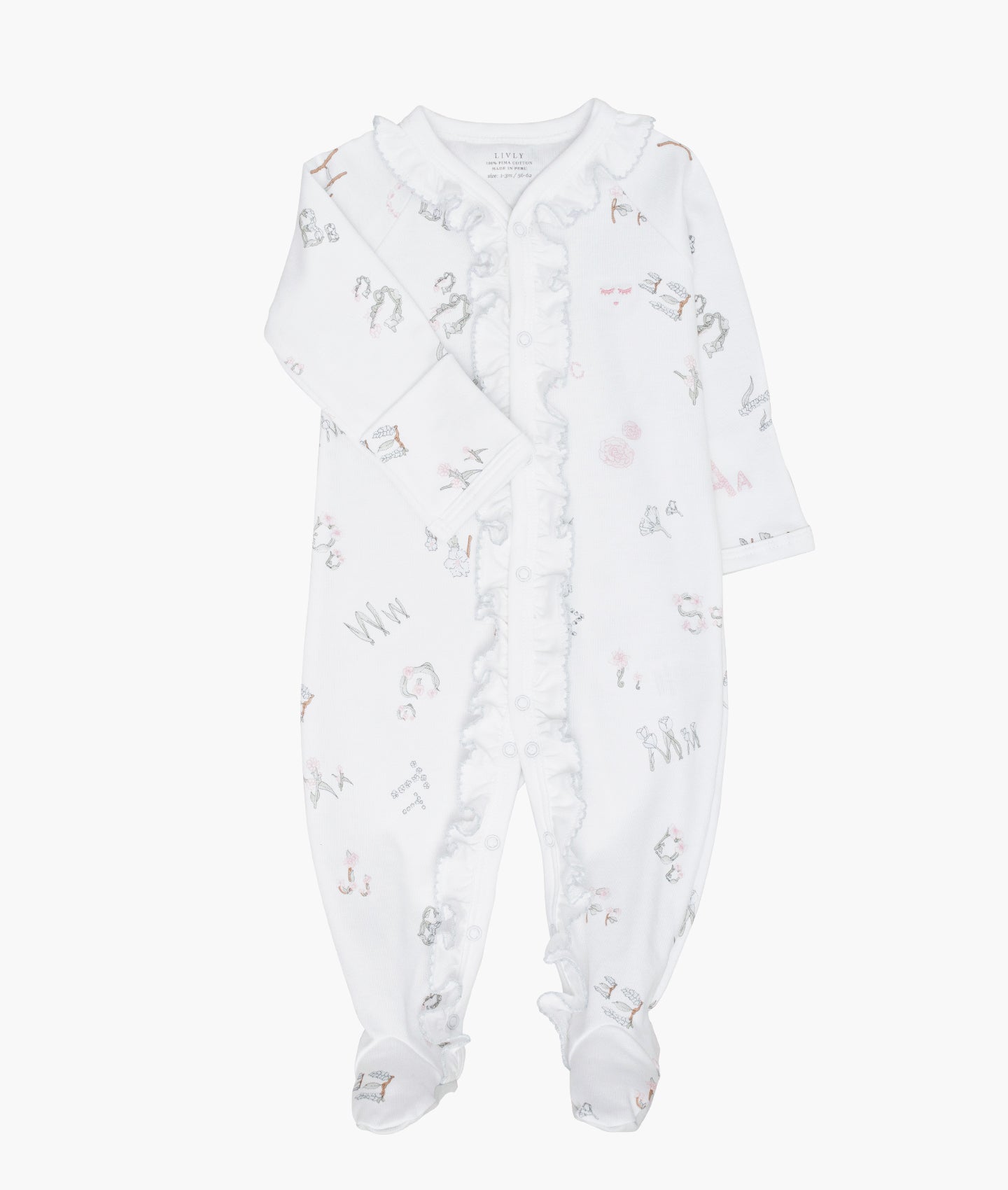 Alphabet Flowers Sara Ruffled Footie