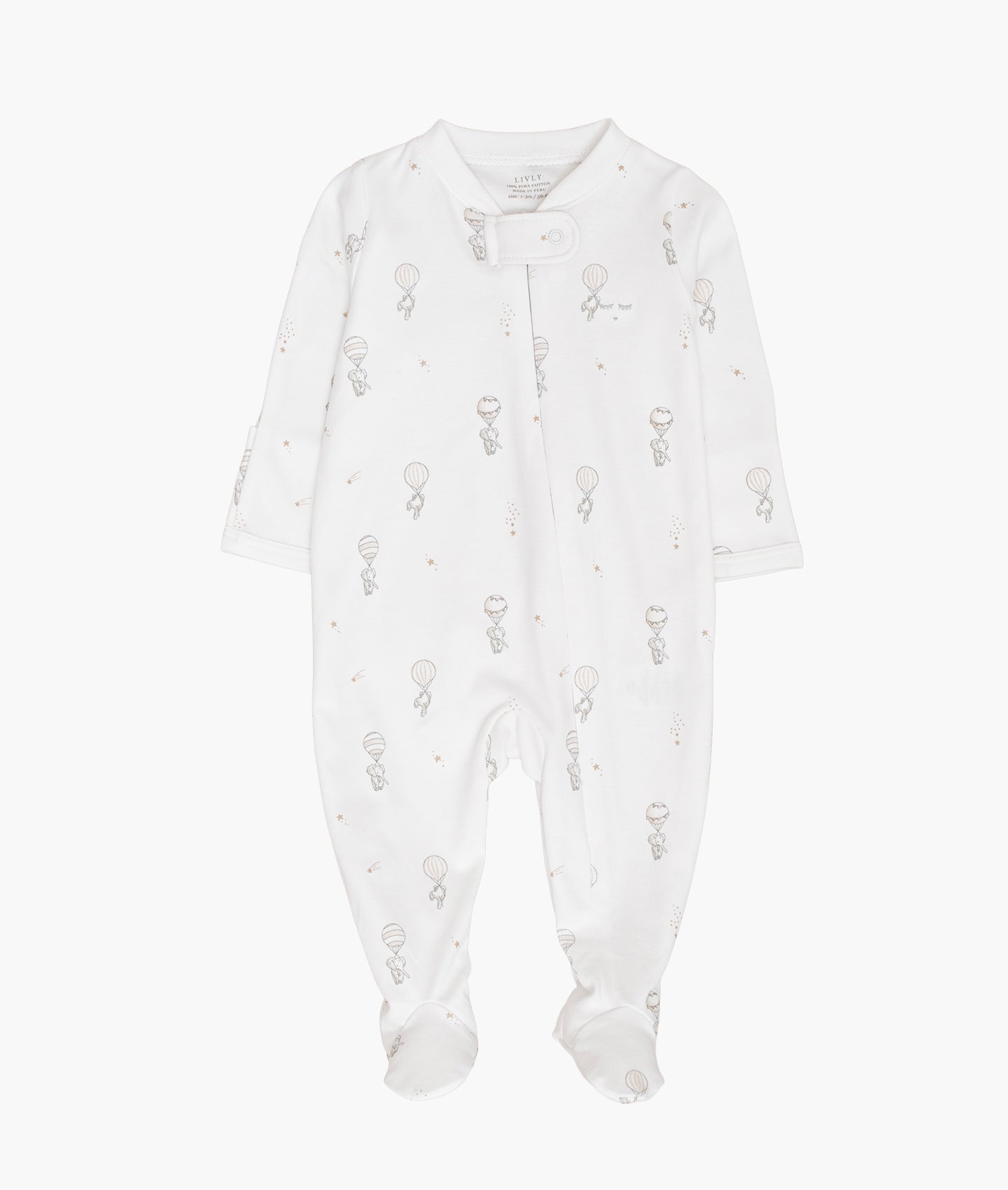 Flying Elephants Zipper Footie