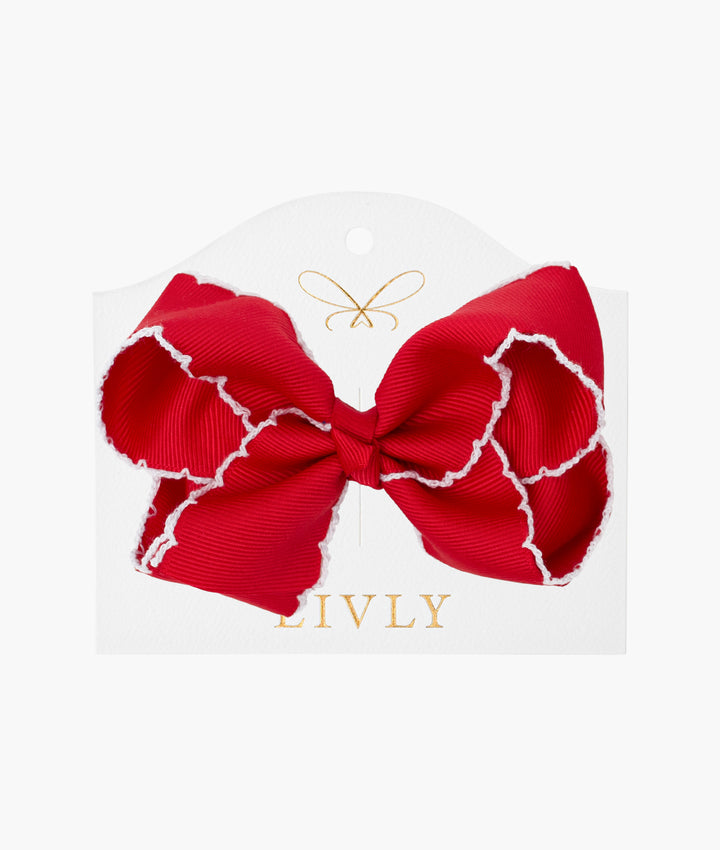 Large Picot Bow Red